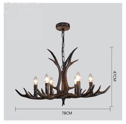 Antler Chandelier: Retro Resin Pendant Lamp for Living Room, Modern Rustic Lighting
