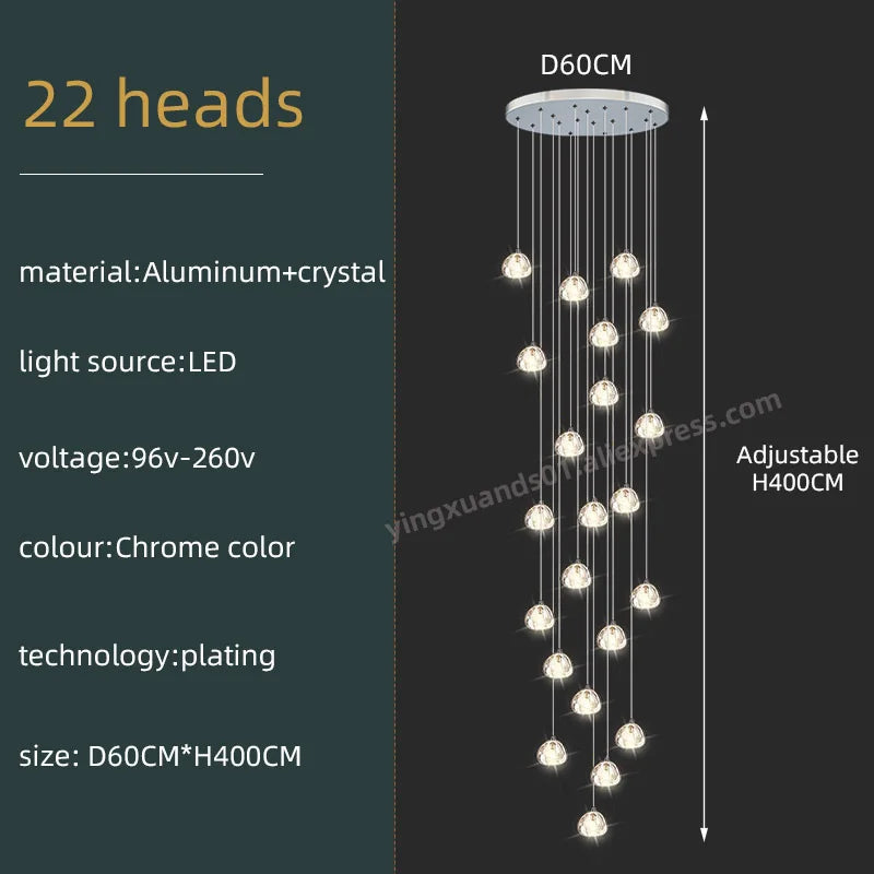 Luxury Spiral Staircase Chandelier LED Pendent Lamp for Stylish Living Room
