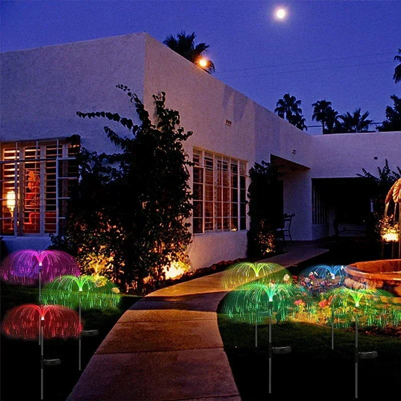 Solar Jellyfish Lawn Lights - Outdoor Fiber Optic Decor for Patio & Yard