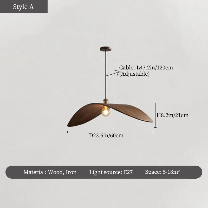 Wood Ceiling Chandelier: Japanese-Inspired LED Pendant Light for Home, Kitchen, and Teahouse