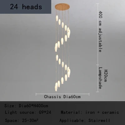 Nordic Tulip Chandelier: Multi-heads Pendant Lamp for Villa, Hotel, Restaurant, Bedroom