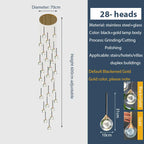 Gold Crystal Raindrop Chandelier for Staircase Foyer