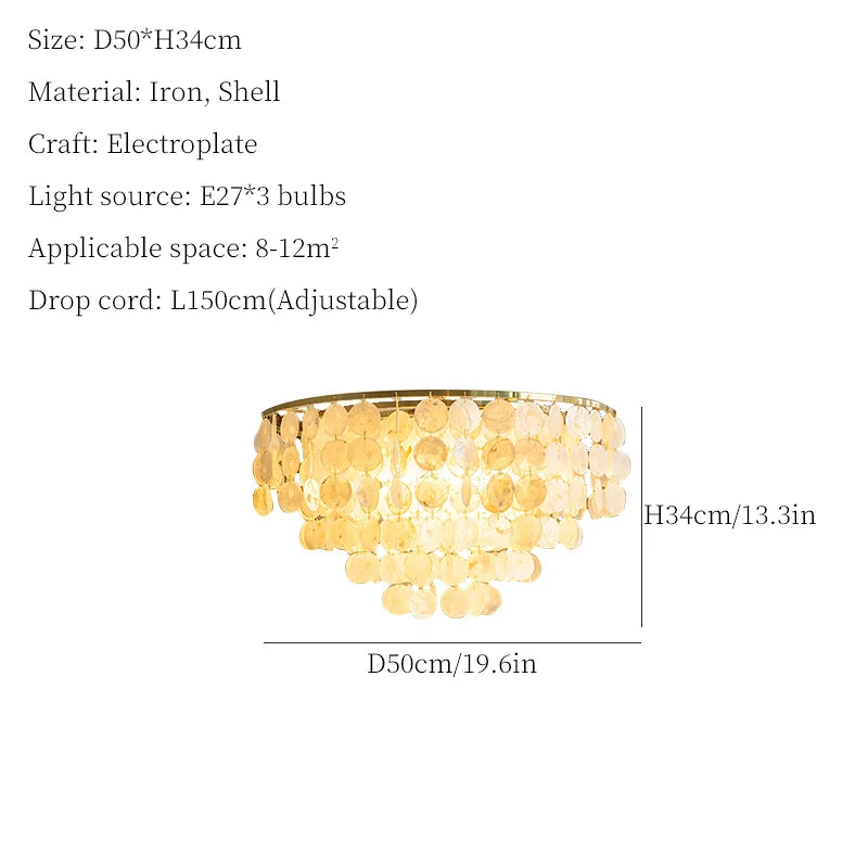 Shell Chandelier: Mediterranean Sea Pendant Light for Home, Bar, Restaurant.