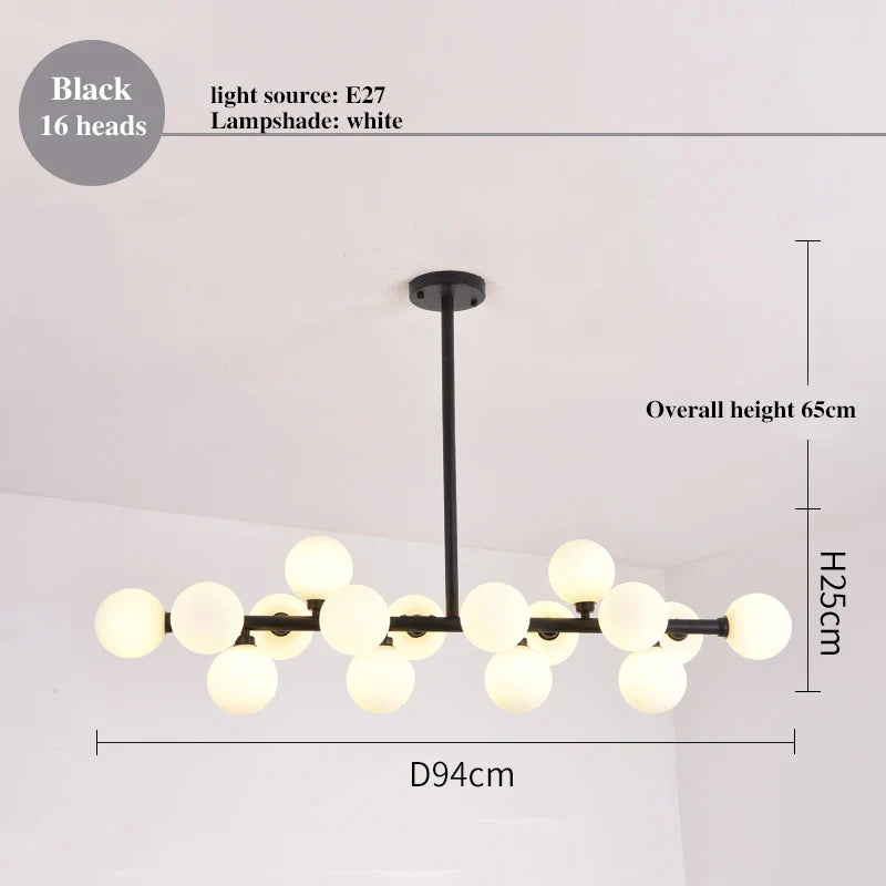 LED Glass Chandelier Pendant Lamp for Living Room Dining Room Lighting
