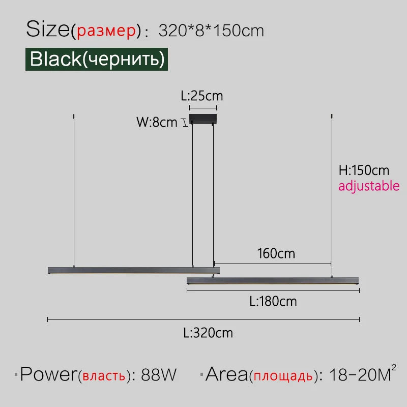 Modern Aluminum Chandelier Strip, Minimalist Nordic Design for Dining Table, Bar
