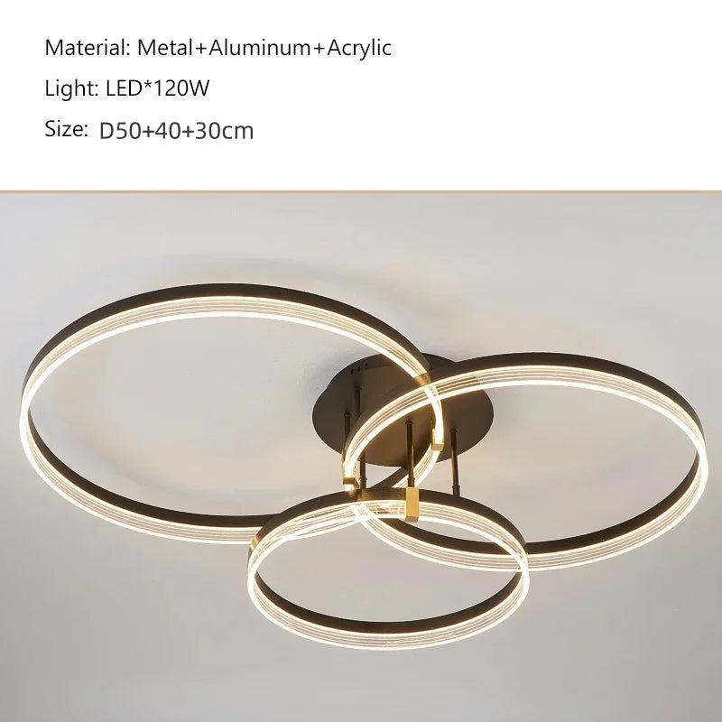 Acrylic Round Ring Ceiling Light LED Chandelier Modern Minimalism for Living Room and Kitchen