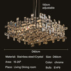 Crystal Pendant Chandelier for Modern Living, Dining, Bedroom Lighting