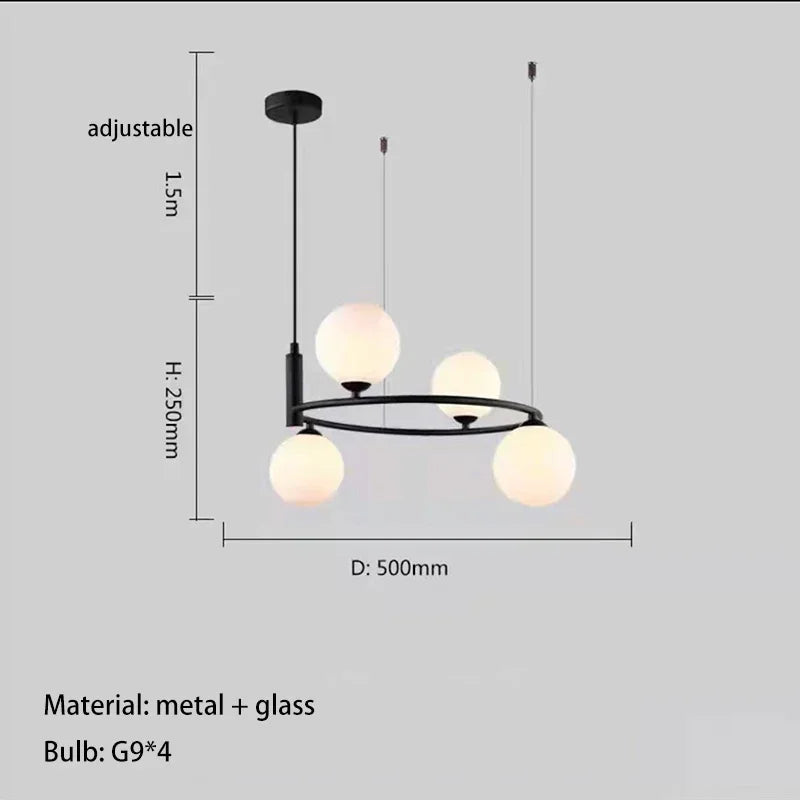 Glass Chandelier G9 Hanging Light for Living Room Bedroom Decor