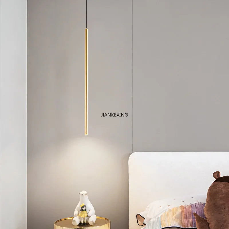 LED Line Chandelier: Nordic Creative Lighting for Living Room & Bedroom