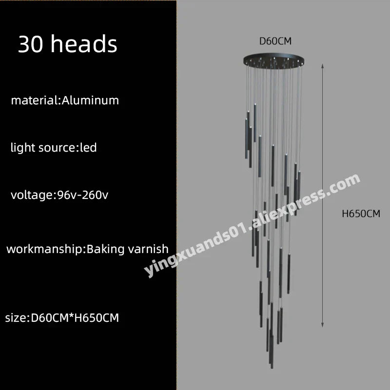 LED Chandelier Stairs Pendant Ceiling Lamp for Hotel Lobby Decor