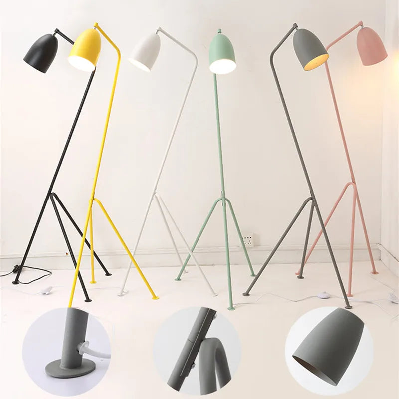 Grasshopper Floor Lamp: Retro Nordic Macaron Design for Living Room, Bedroom, Study