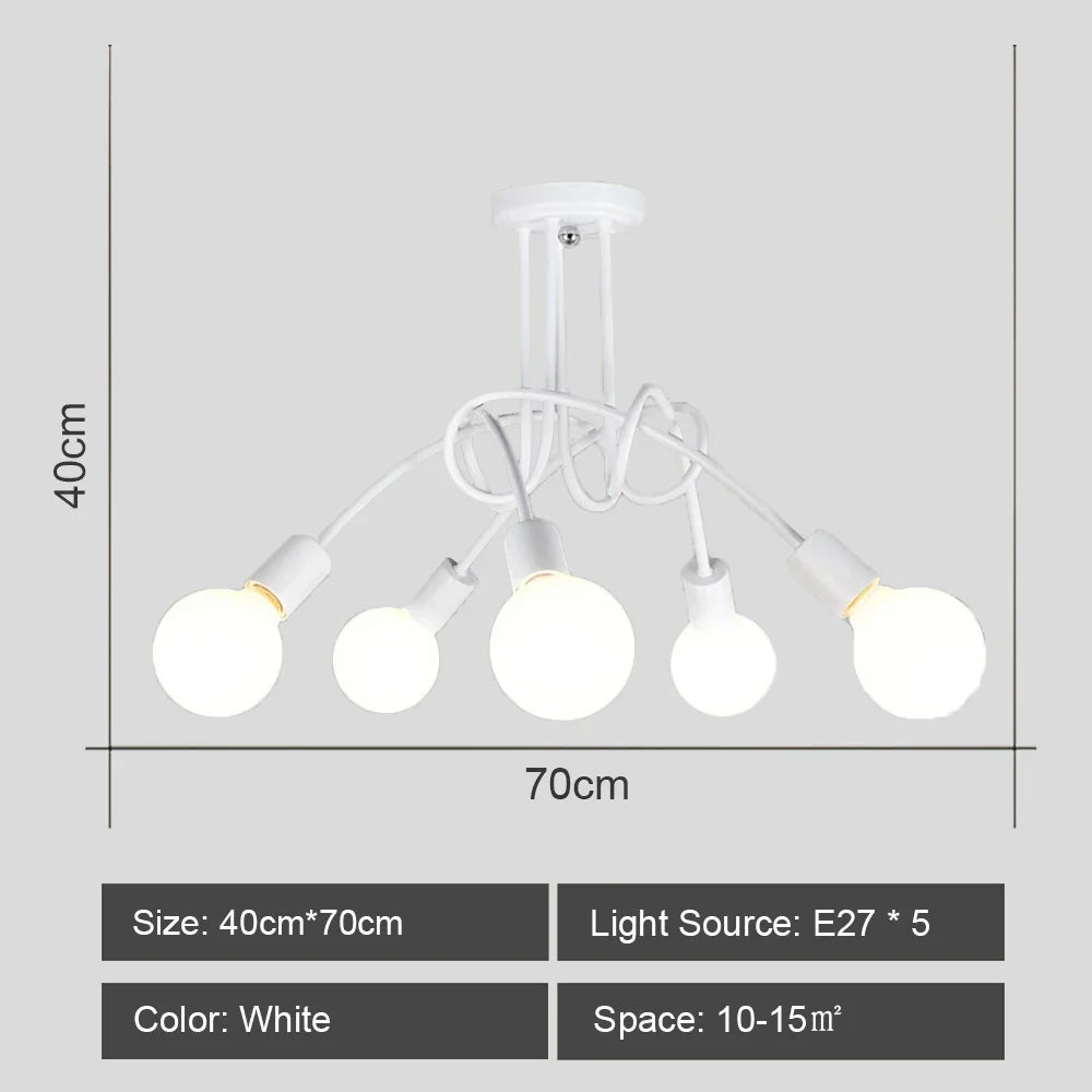 Nordic Wrought Iron Sputnik Ceiling Light Chandelier for Home Decor