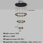 Modern LED Chandelier for Villa Living Room, Staircase Pendant Light
