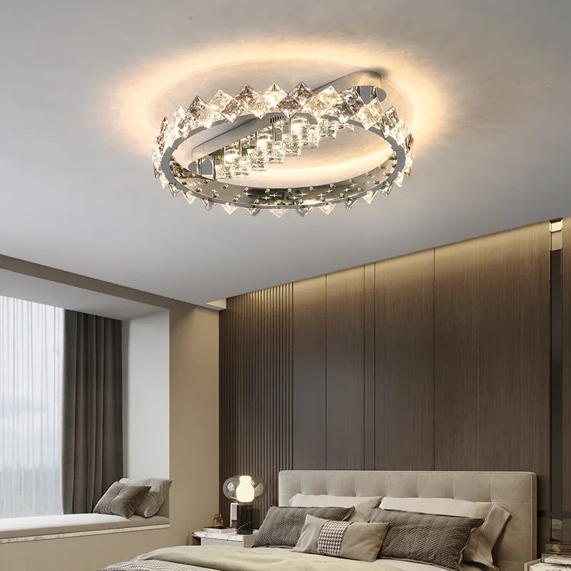 Crystal Ceiling Light: Modern LED Warmth for Living Room & Bedroom