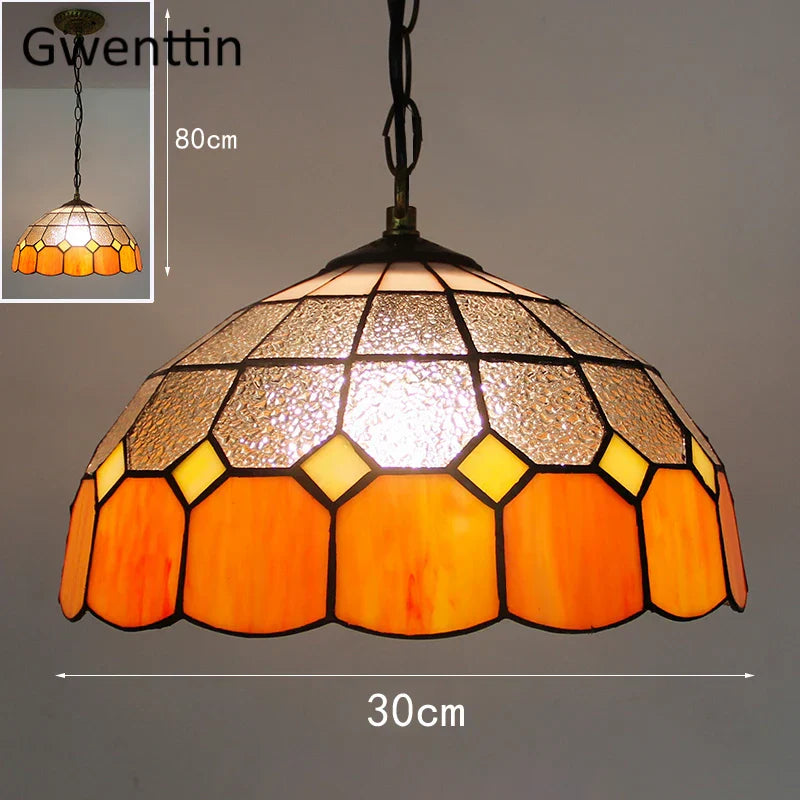 Diamond Square Stained Glass Pendant Light for Home Decor and Lighting