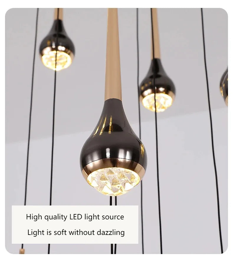 Modern LED Chandelier for Villa Living Room, Staircase Pendant Light