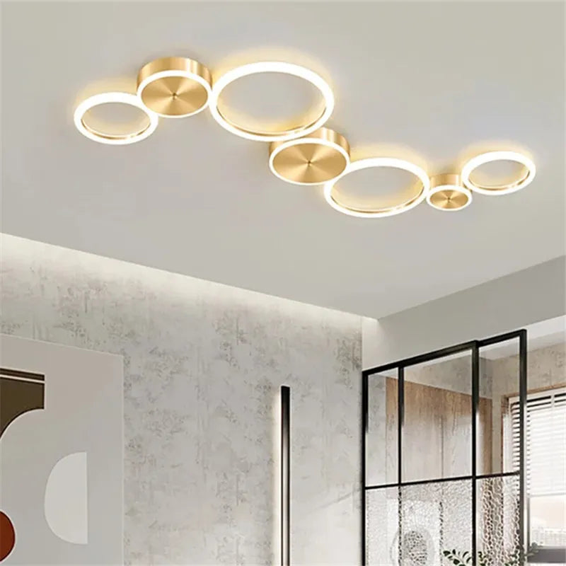 Luxury Gold Ring LED Circle Ceiling Chandelier for Living Room, Bedroom, Dining Room