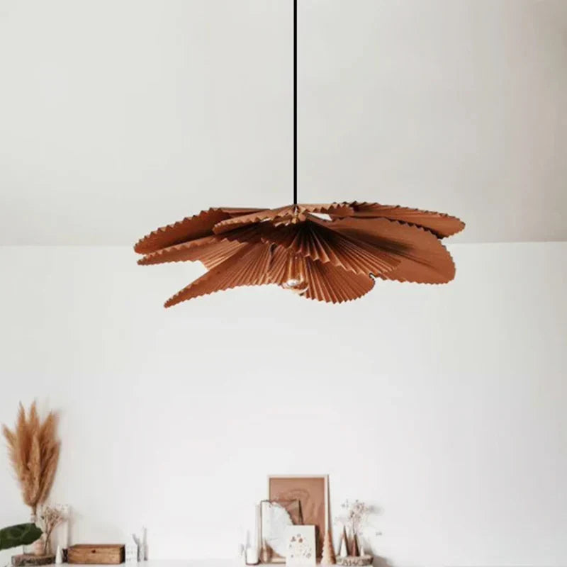 Wabi Sabi Fan Chandelier Pendant Light: Japanese Inspired Handmade Retro Leaves Design