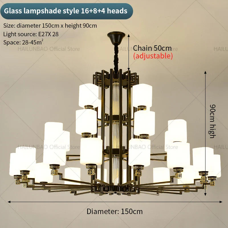 2024 New Duplex Villa Chandelier: High Jump Floor Hollow Lamps Lighting