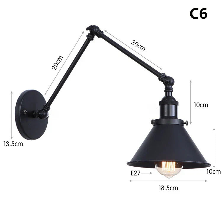 Modern Minimalist Adjustable Long Arm Wall Sconce for Living Room, Dining Room