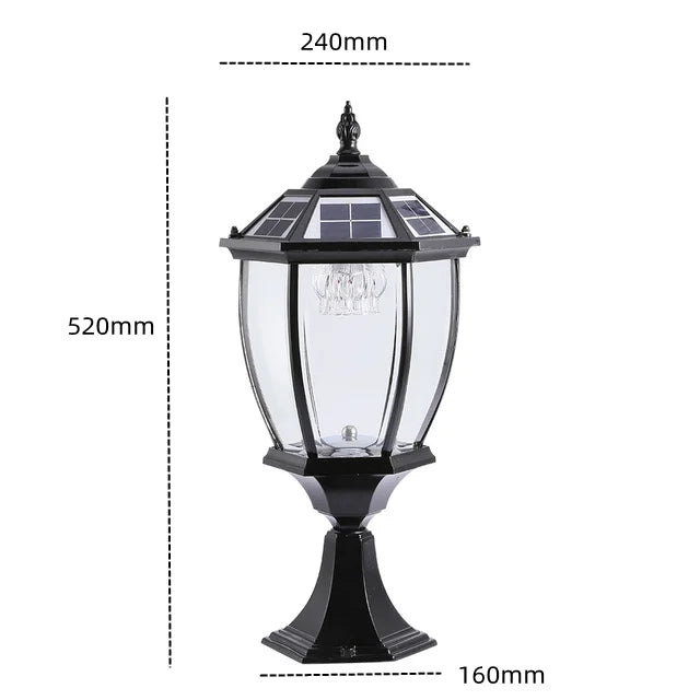 Solar LED Outdoor Villa Column Lamp - Retro Style Pillar Garden Street Light