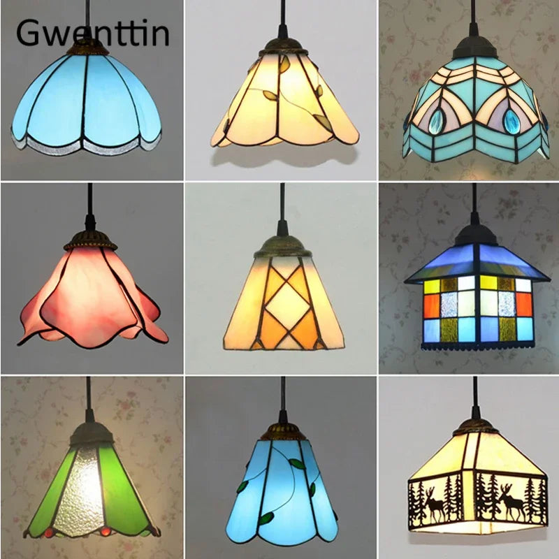 Tiffany Pendant Lights: Stained Glass Hanging Lamp for Mediterranean Loft Home Decor