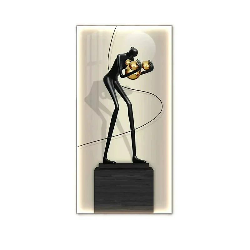 Abstract Figure Luminous Canvas Painting Wall Lamps by Afralia™
