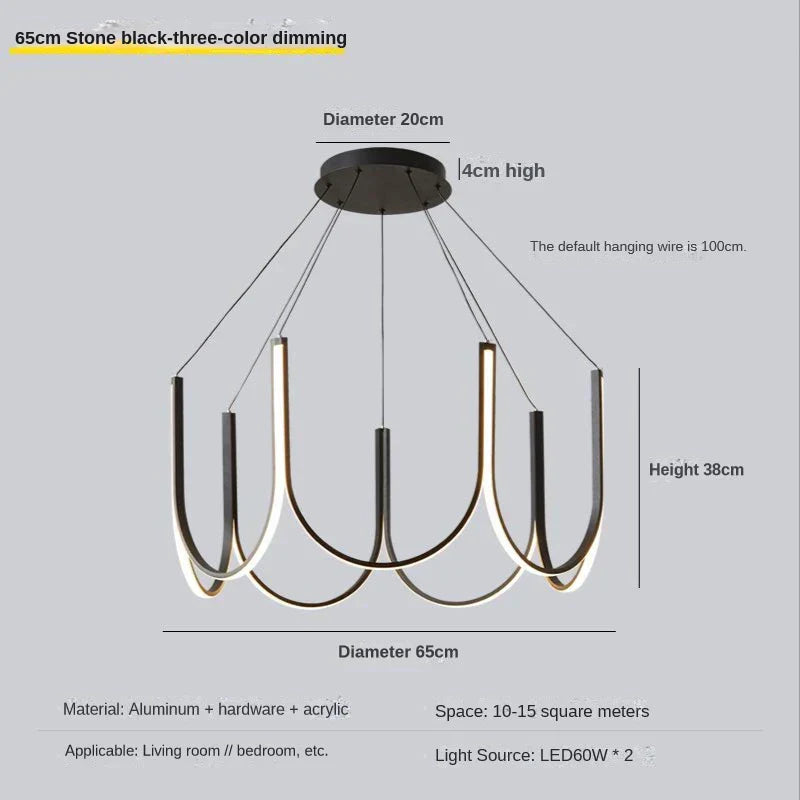 Modern U Shape LED Chandelier for Dining Living Kitchen Island Lighting