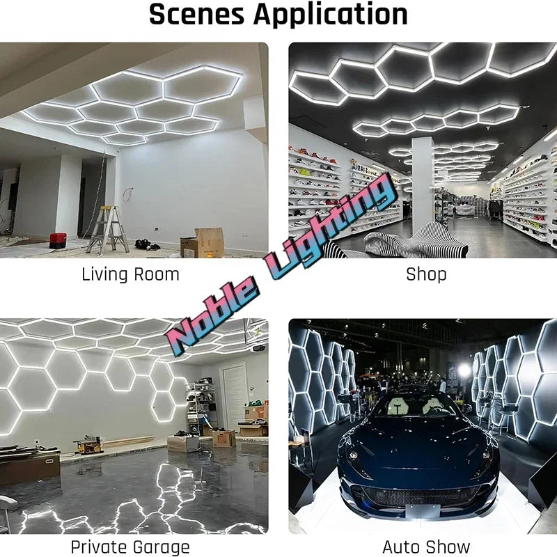 Hexagon LED Ceiling Light for Barbershop and Garage Hair Salon
