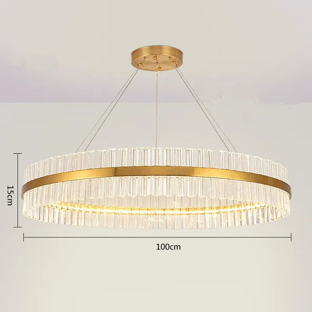 Crystal LED Circle Pendant Chandelier for Living Room Kitchen Decor