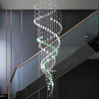 Crystal Chandelier for High Ceilings Living Room - Modern Luxury Spiral Stair Pendant Lamp