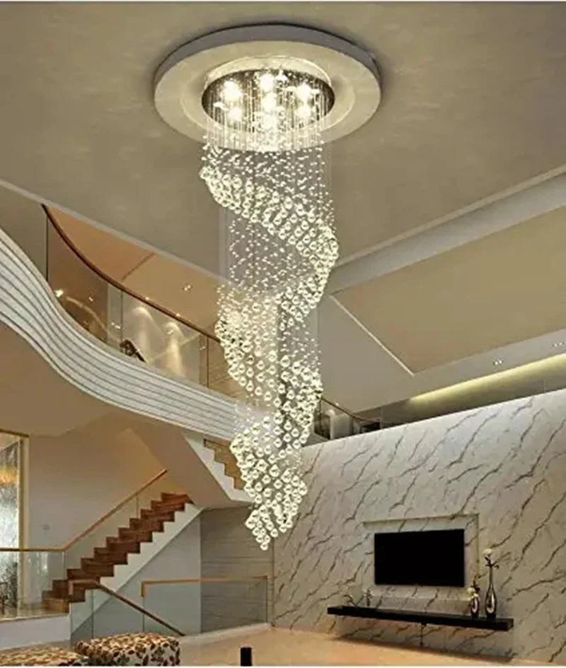 Spiral Interior Design Luxury Corridor LED Crystal Chandelier