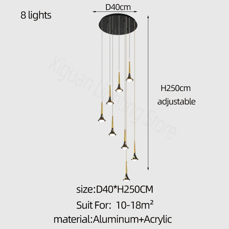 Modern Fashion Long-Line Chandelier for Living & Dining Rooms