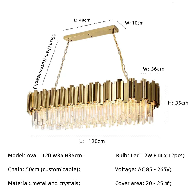 Gold Crystal Chandelier: Modern Luxury LED Pendant Lights for Living, Dining, Bedroom Decor