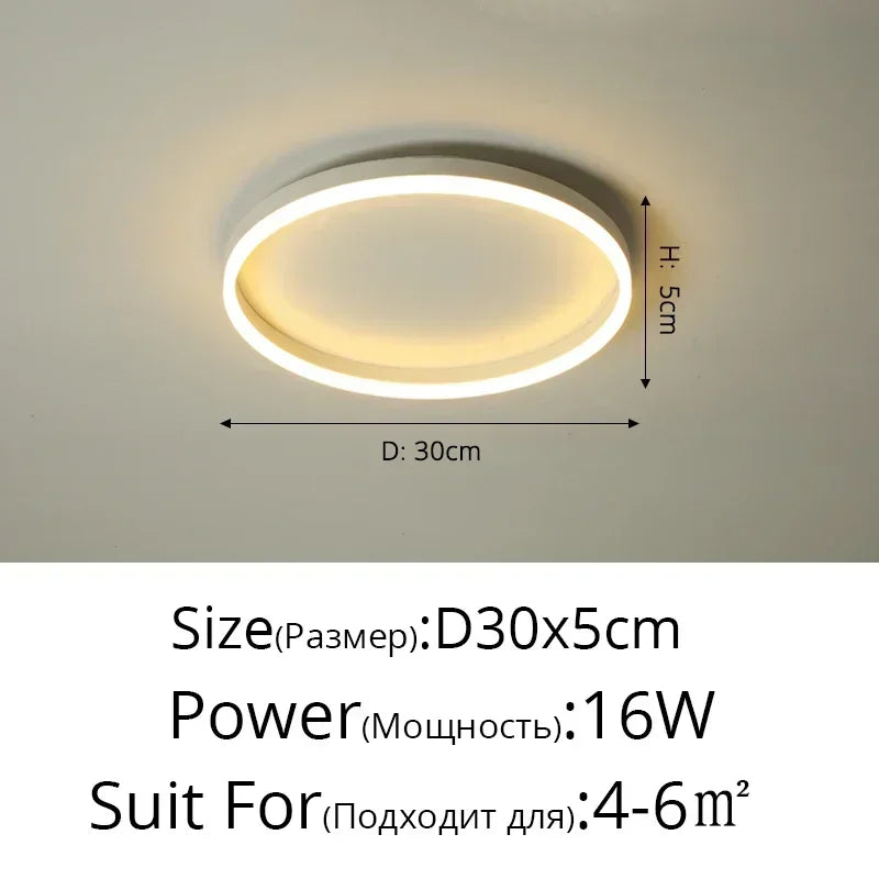 Modern Round Bedroom LED Ceiling Light for Living Room Study, Home Decor Lighting