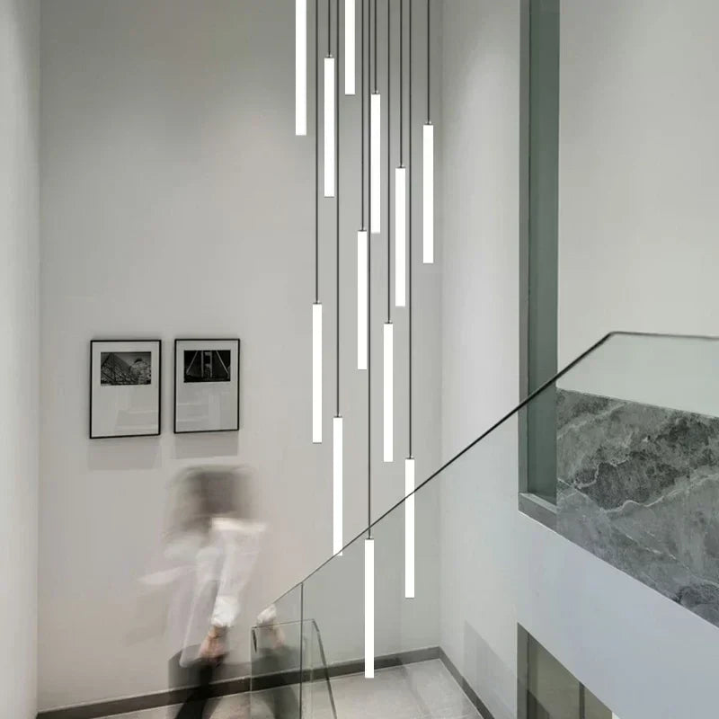 Modern Minimalist Stair Pendant Strip Lamp for Luxury Living Spaces.