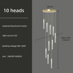 Golden LED Crystal Chandelier for Living Room Staircase