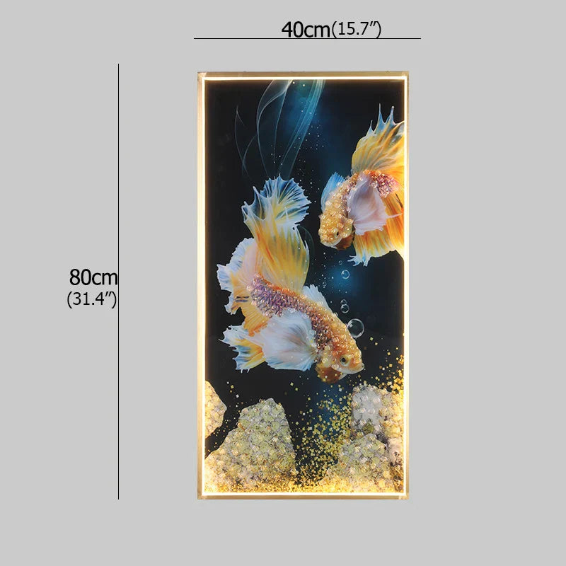 Gold Fish LED Picture Wall Light for Home Decor & Bedroom Aisle