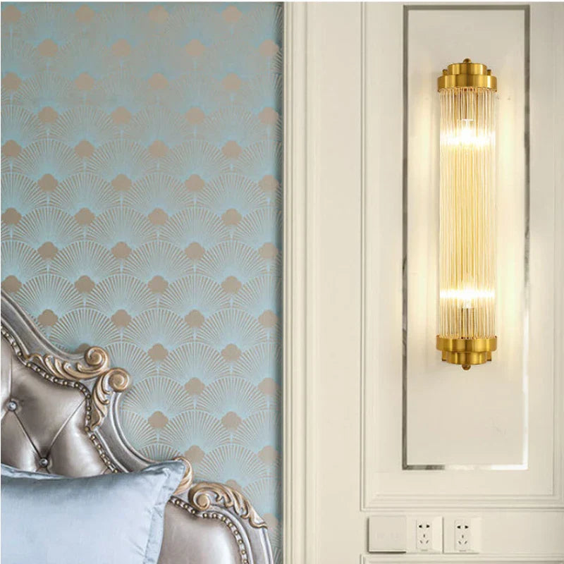 Crystal Wall Sconce Lamp for Living Room Bedside Decor Glass Gold Lighting