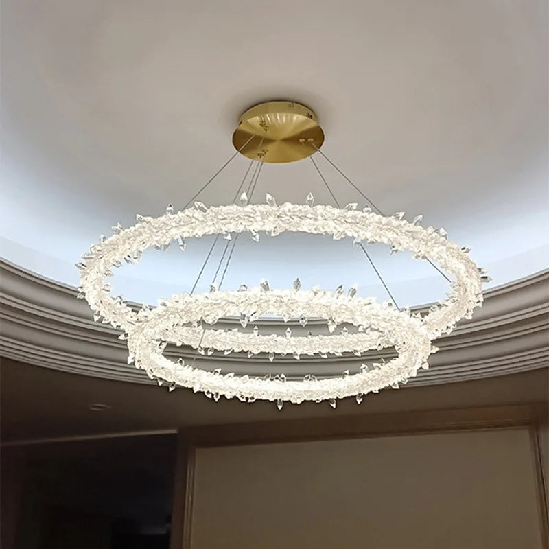 Luxe Crystal Pendant Light - Dimmable LED Art Deco Circle Lamp