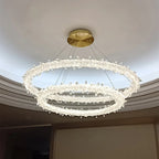 Luxe Crystal Pendant Light - Dimmable LED Art Deco Circle Lamp