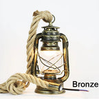 Vintage Kerosene Pendant Light Fixture with Hemp Rope for Home Decor