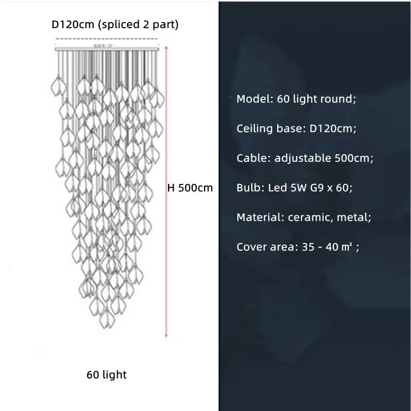 Magnolia Flower G9 LED Chandelier - White Luxury Pendant Light Fixtures