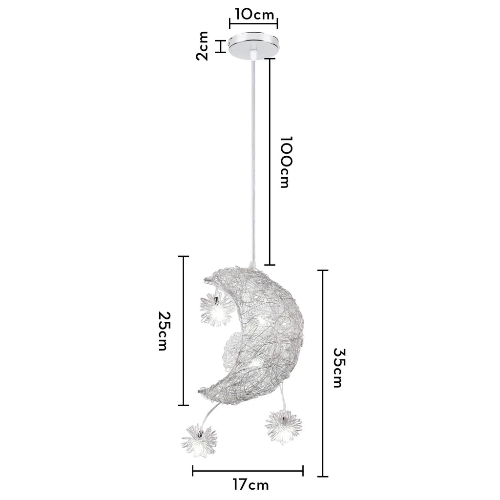 Moon Star Pendant Light Chandelier LED Fixture for Kid Bedroom & Christmas Decor