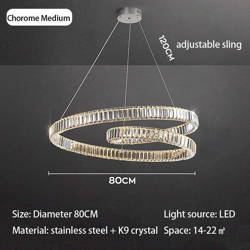 Crystal Chandelier LED Light Fixture, Luxury Decor Hanging Lamp, Modern Home Lighting