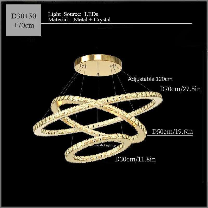 Modern Crystal Ceiling Chandelier Pendant Light for Home Decor Bedroom Living Room