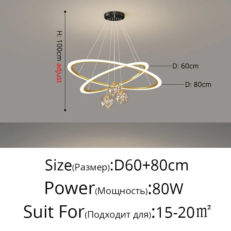 LED Circle Ring Ceiling Chandelier Pendant Lamp for Living Room, Bedroom, Kitchen