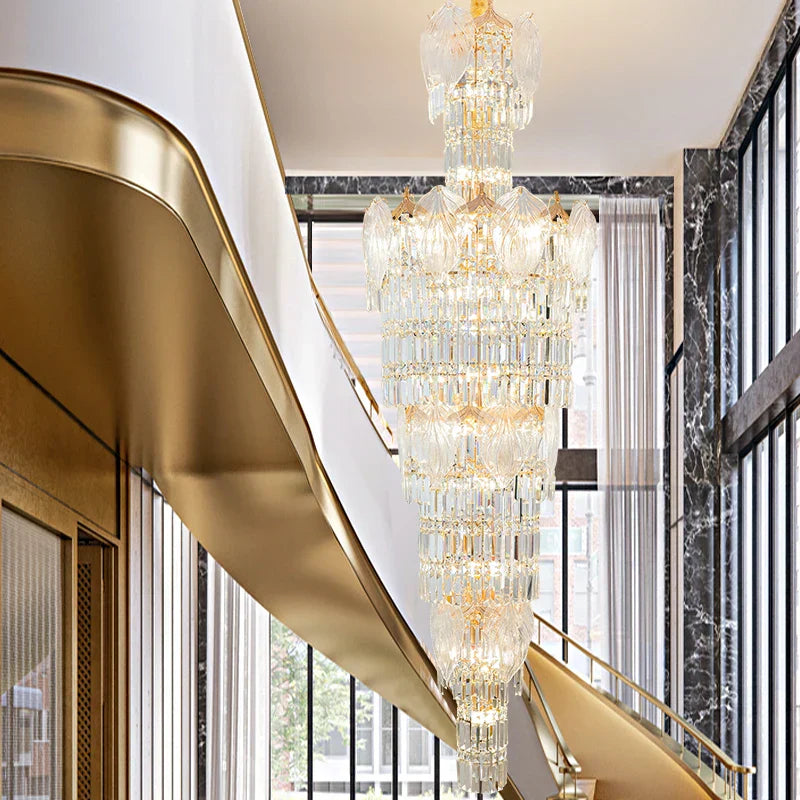 European Crystal Chandelier Modern Duplex Hotel Villa Staircase Long Chandelier