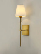Black Brass Fabric Shade LED Wall Sconce for Bedroom & Mirror Decor