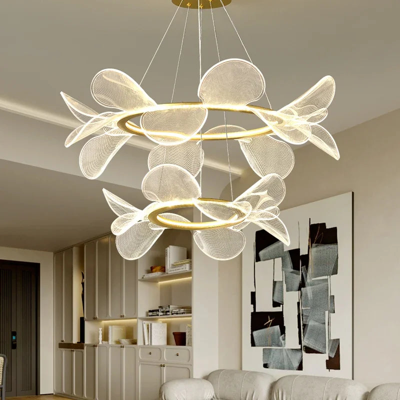 LED Flower Chandelier: Luxury Acrylic Pendant Lamp for Modern Living, Bedroom, Kitchen, Dining Room